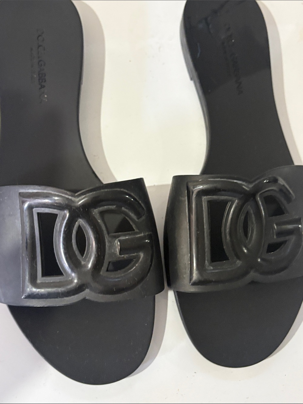 Dolce & Gabbana Black Logo Slide Sandals